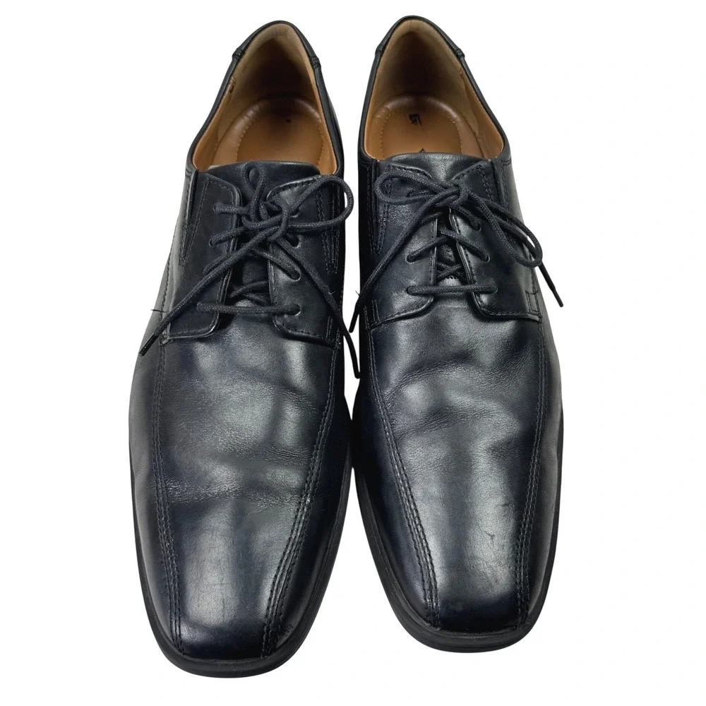 Clarks Tilden Cap Oxford Mens 13 Black Leather Bicycle‎ Toe Dress Shoes Career